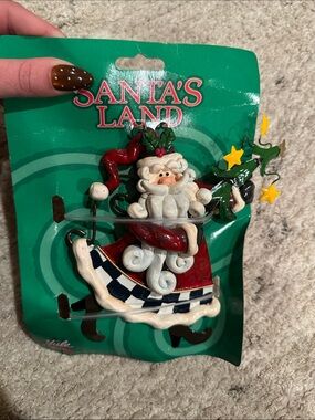 Santa's Land Holiday Santa Ornament - Red, White, Green